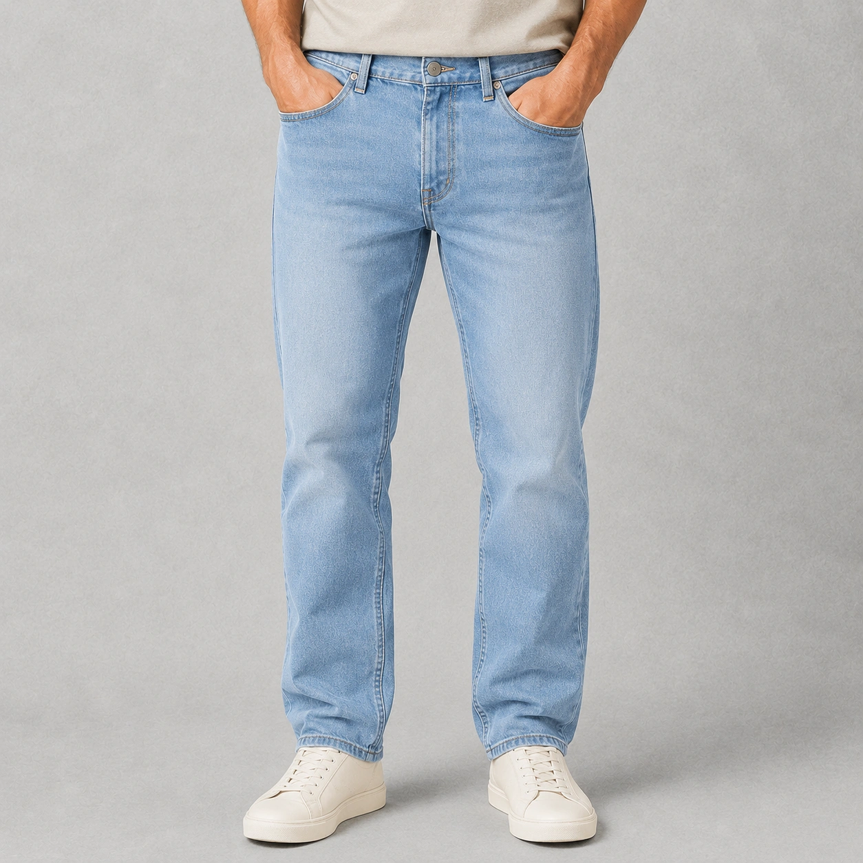 Calça Jeans Reta Azul Claro
